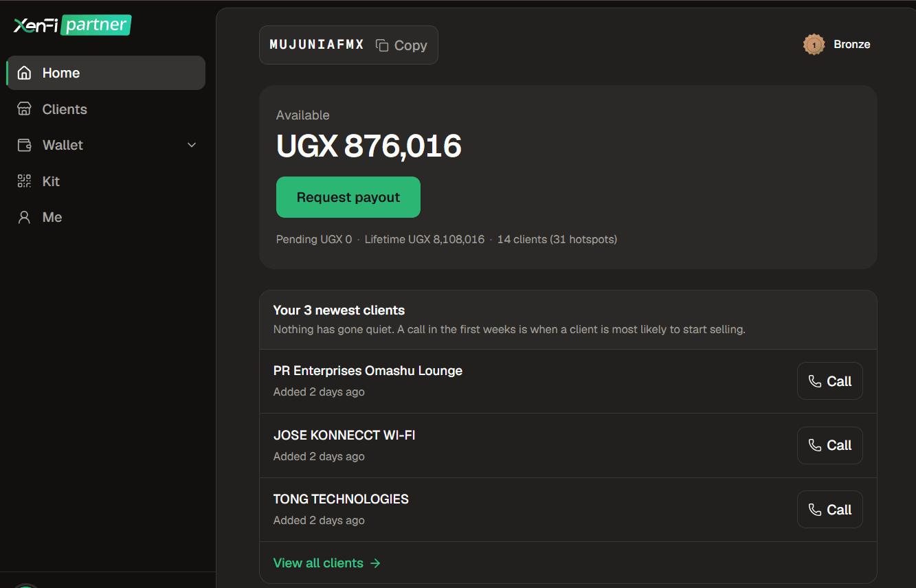 The partner dashboard's levels page, showing the climb from Bronze to Diamond
